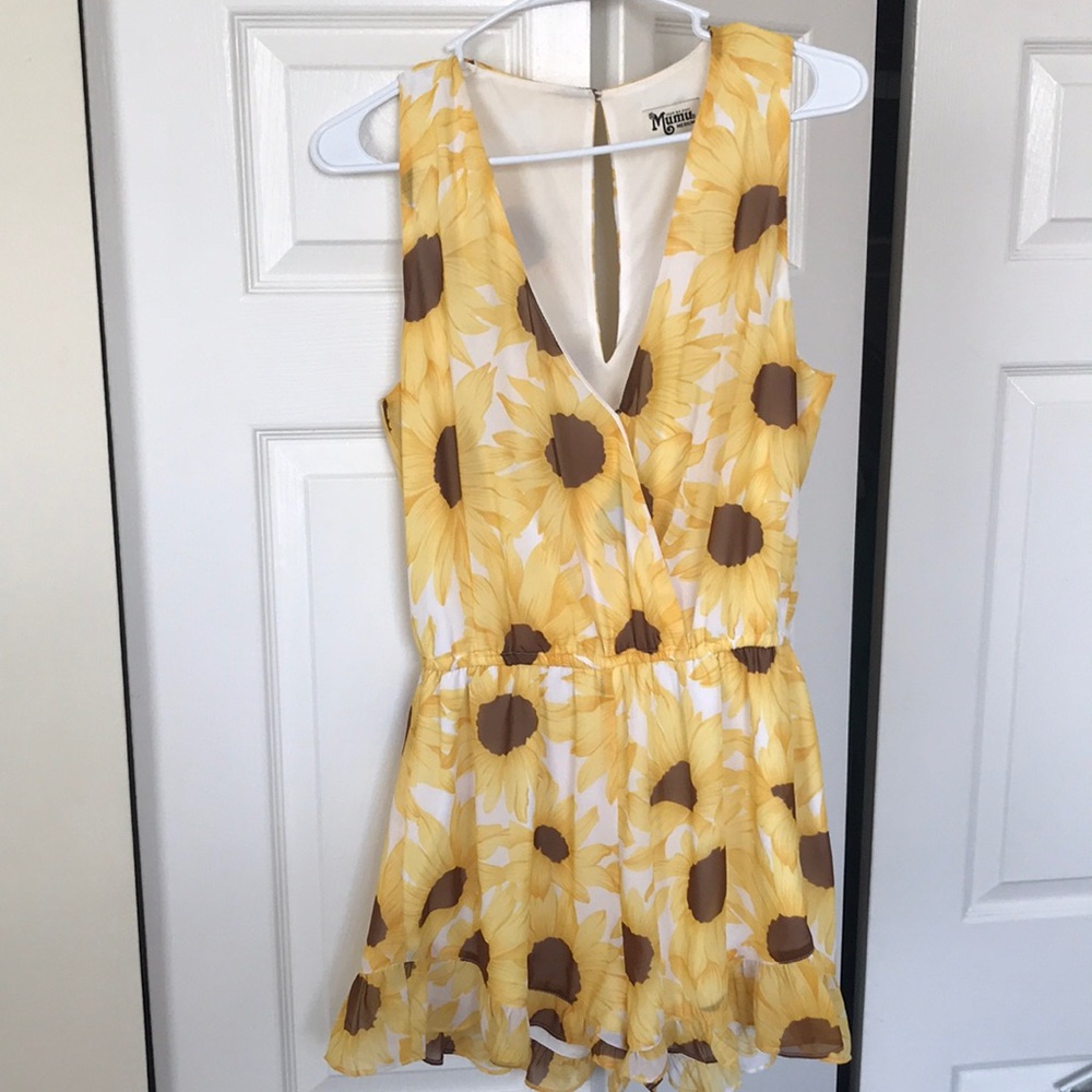 Show Me Your MuMu Yellow Sunflower Print Riri Romper